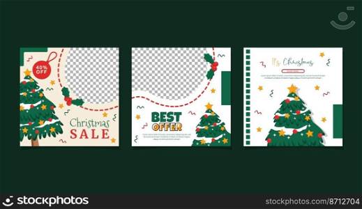 Pine Tree Best Offer Christmas Sale Social Media Promotion Design