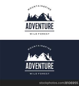 Pine tree,evergreen and mountain vintage logo.Logo for adventurer, c&ing, nature, badge and business.
