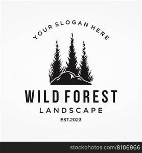 Pine tree,evergreen and mountain vintage logo.Logo for adventurer, c&ing, nature, badge and business.