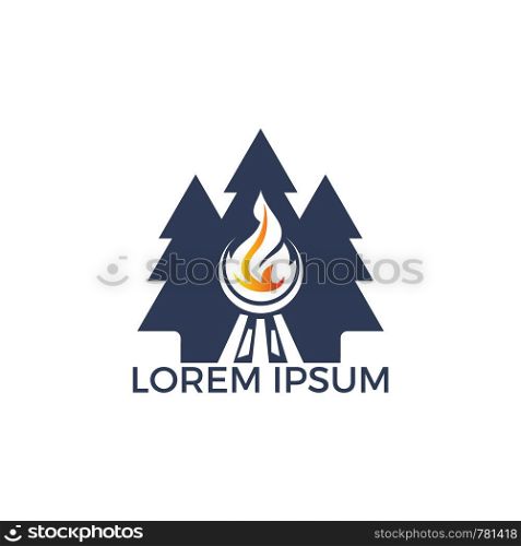Pine tree grill vector logo design. Grill and eco symbol or icon. Unique barbecue and organic logotype design template.