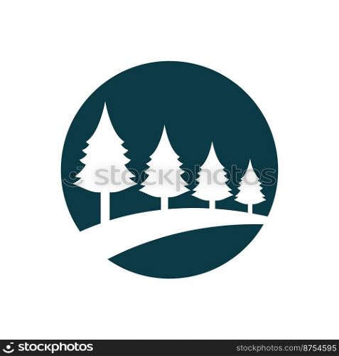 Pine tree illustration vector flat design template