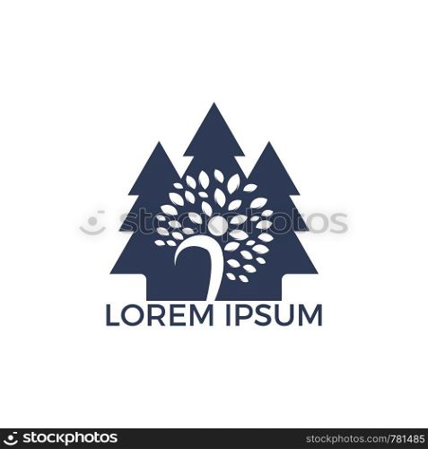 Pine tree people logo design. Healthy person people tree eco and bio icon human character icon nature care symbol.