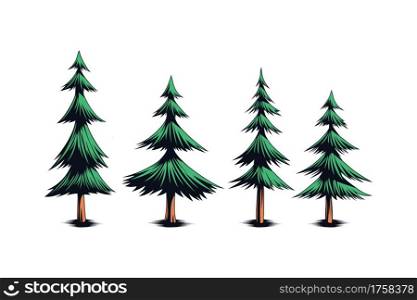 Pine tree set illustration vector