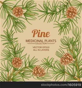 pine vector frame on color background. pine vector frame