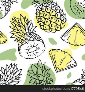 PINEAPPLE BACKDROP Delicious Fruit Sketch Seamless Pattern
