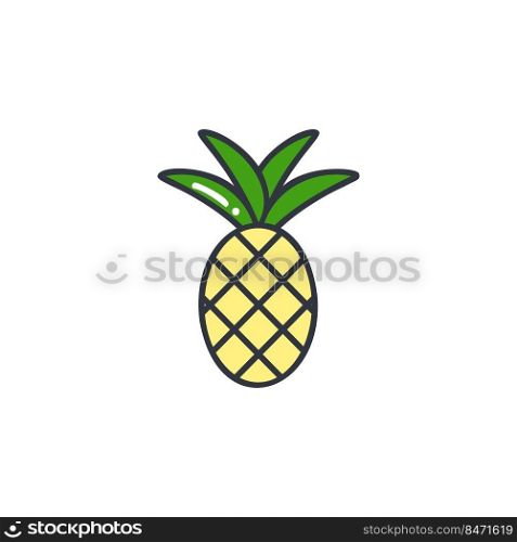 Pineapple color line icon vector illustration. Simple image exotic tropical fruit. Pineapple whole logo. Healthy organic food isolated on white background. Pineapple color line icon vector illustration