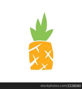 Pineapple. Cutouts fruit. Shape colored cardboard or paper. Funny childish applique.