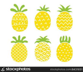Pineapple design Yellow fruit is refreshing. For decorating work in the summer.