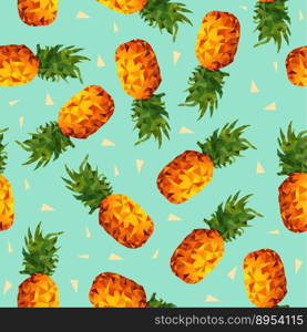 Pineapple fruit summer background in low poly vector image