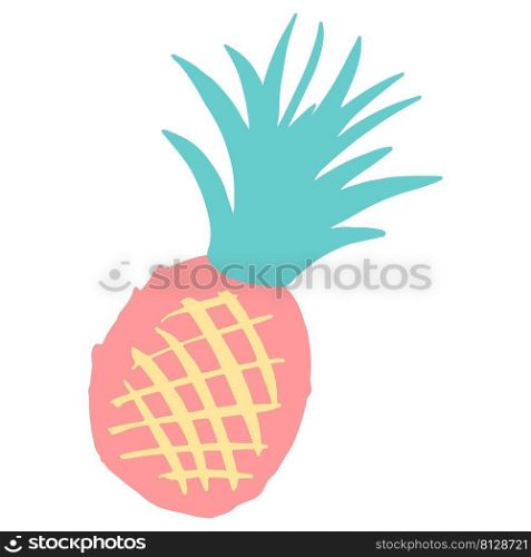pineapple hand drawn illustration in organic style isolated. pineapple hand drawn illustration in organic style