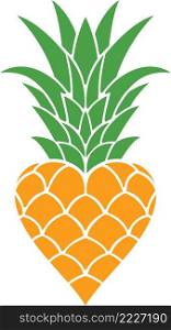 Pineapple heart color vector illustration