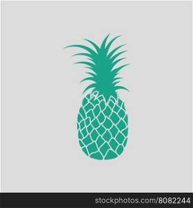 Pineapple icon. Gray background with green. Vector illustration.