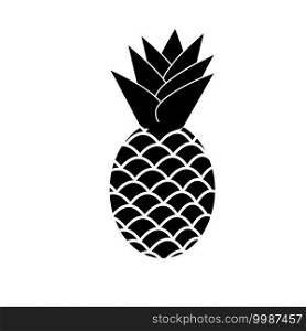 pineapple icon on white background. black pineapple sign. flat style. healthy fruit symbol. 