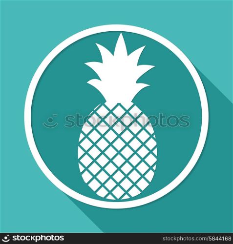 pineapple icon on white circle with a long shadow