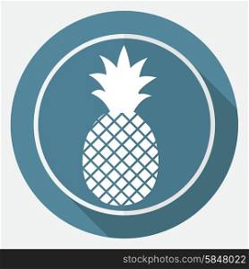 pineapple icon on white circle with a long shadow