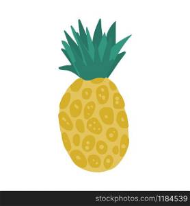 Pineapple in hand drawn style isolated on white background. Doodle fresh organic summer tropical fruit. Simple cute cartoon design. Vector illustration.. Pineapple in hand drawn style isolated on white background.
