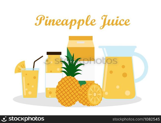 pineapple juice with pack template packaging design - vector illustration