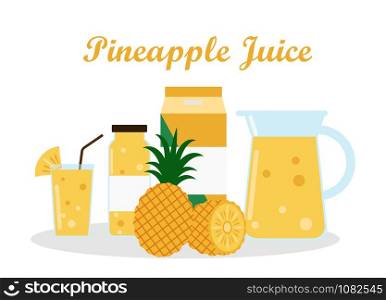 pineapple juice with pack template packaging design - vector illustration