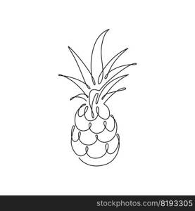 PINEAPPLE LINE ART. Vector ananas. Continuous Line Fruit. Graphic Vector for print poster, sticker tattoo, tee with Pineapple. One Line art black Hand Drawn simple Illustration on White Background. PINEAPPLE LINE ART. Vector ananas. Continuous Line Fruit. Vector Illustration with Pineapple. One Line art