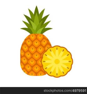 Pineapple on a white background isolated. Vector illustration