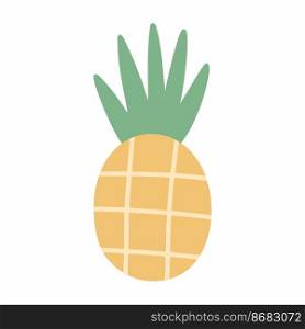Pineapple on white background. Exotic fruit. Sticker.