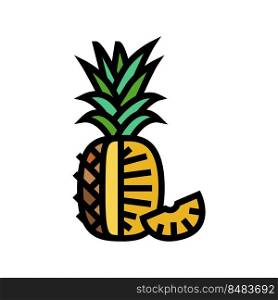 pineapple one cut slice color icon vector. pineapple one cut slice sign. isolated symbol illustration. pineapple one cut slice color icon vector illustration