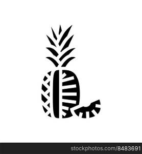 pineapple one cut slice glyph icon vector. pineapple one cut slice sign. isolated symbol illustration. pineapple one cut slice glyph icon vector illustration