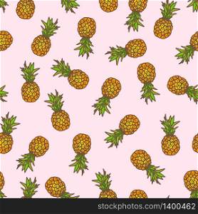 Pineapple seamless background. Vector illustration.. Pineapple seamless background.