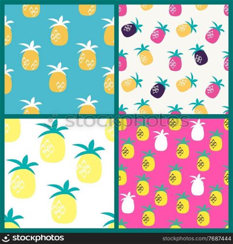 Pineapple seamless pattern background collection set. Vector Illustration EPS10. Pineapple seamless pattern background collection set. Vector Illustration