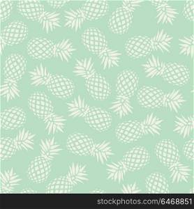 Pineapple seamless pattern on mint background, vector illustration