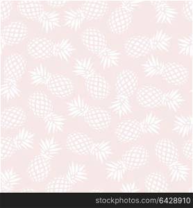 Pineapple seamless pattern on pink background, vector illustration
