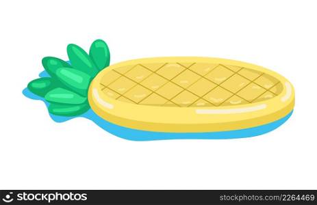 Pineapple shaped air mattress semi flat color vector object. Full sized item on white. Swimming pool activities simple cartoon style illustration for web graphic design and animation. Pineapple shaped air mattress semi flat color vector object