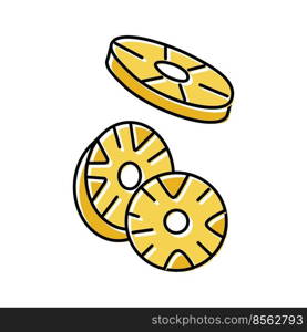 pineapple slice food cut color icon vector. pineapple slice food cut sign. isolated symbol illustration. pineapple slice food cut color icon vector illustration