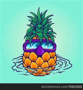 pineapple swimming summer holiday