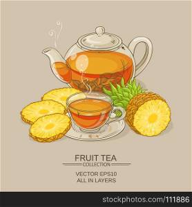 pineapple tea illustration. pineapple tea vector illustration on color background