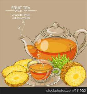 pineapple tea illustration. pineapple tea vector illustration on color background