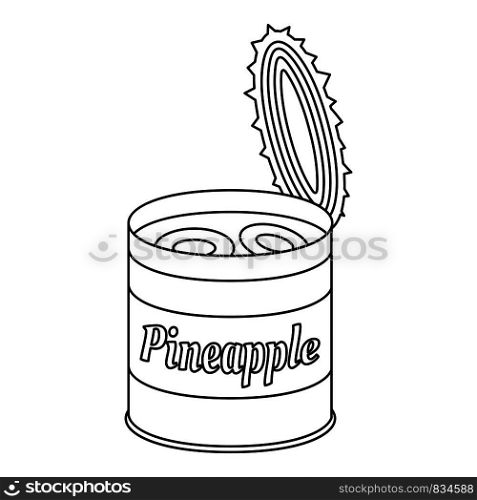 Pineapple tin can icon. Outline pineapple tin can vector icon for web design isolated on white background. Pineapple tin can icon, outline style