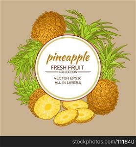 pineapple vector frame. pineapple fruits vector frame on color background