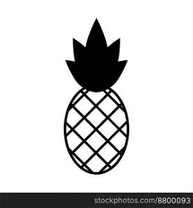 Pineapple, vector icon. Black pineapple on a white background.