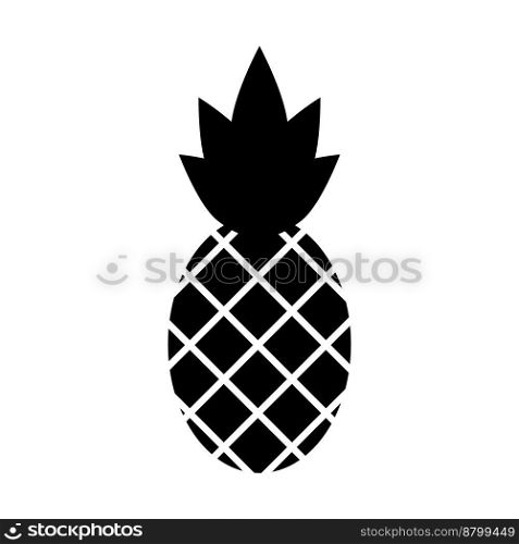 Pineapple, vector icon. Black pineapple on a white background, icon, logo.