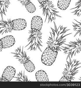 Pineapple vector seamless pattern. Pineapple vector seamless pattern. Background with exotic fruit sketch illustration