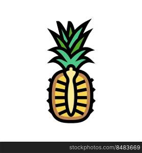 pineapple whole one cut color icon vector. pineapple whole one cut sign. isolated symbol illustration. pineapple whole one cut color icon vector illustration