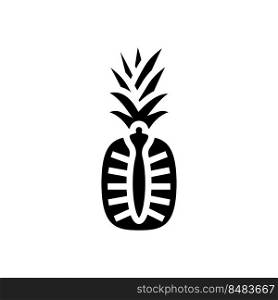 pineapple whole one cut glyph icon vector. pineapple whole one cut sign. isolated symbol illustration. pineapple whole one cut glyph icon vector illustration