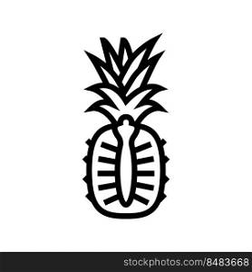 pineapple whole one cut line icon vector. pineapple whole one cut sign. isolated contour symbol black illustration. pineapple whole one cut line icon vector illustration