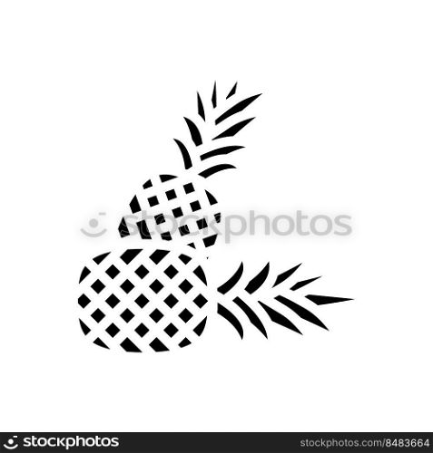 pineapple whole two glyph icon vector. pineapple whole two sign. isolated symbol illustration. pineapple whole two glyph icon vector illustration