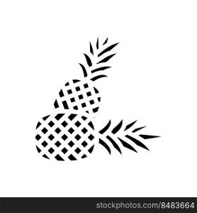 pineapple whole two glyph icon vector. pineapple whole two sign. isolated symbol illustration. pineapple whole two glyph icon vector illustration