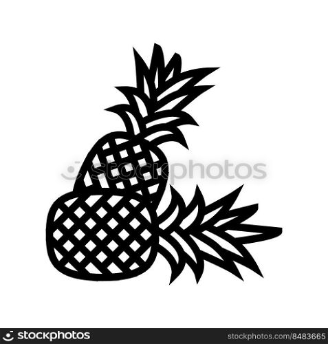pineapple whole two line icon vector. pineapple whole two sign. isolated contour symbol black illustration. pineapple whole two line icon vector illustration