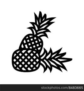 pineapple whole two line icon vector. pineapple whole two sign. isolated contour symbol black illustration. pineapple whole two line icon vector illustration