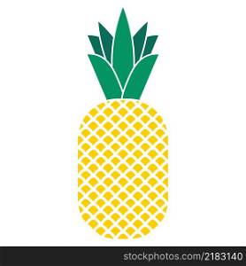 Pineapple with leaf. Tropical fruit. Symbol of food, sweet, exotic and summer, vitamin, healthy.