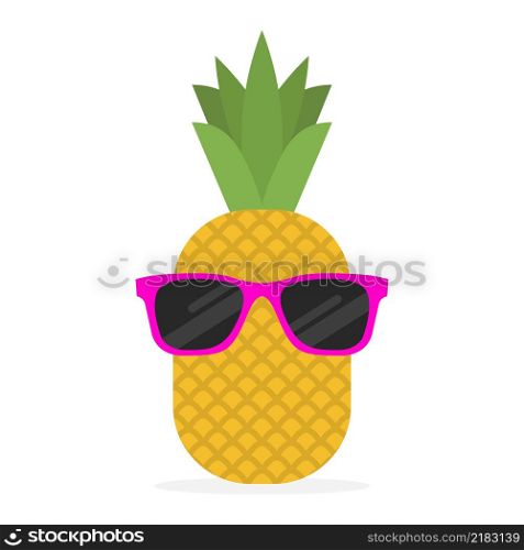 Pineapple with sunglasses. Tropical fruit.